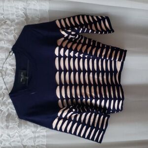 Navy with pink scallop design size L crop sweater
